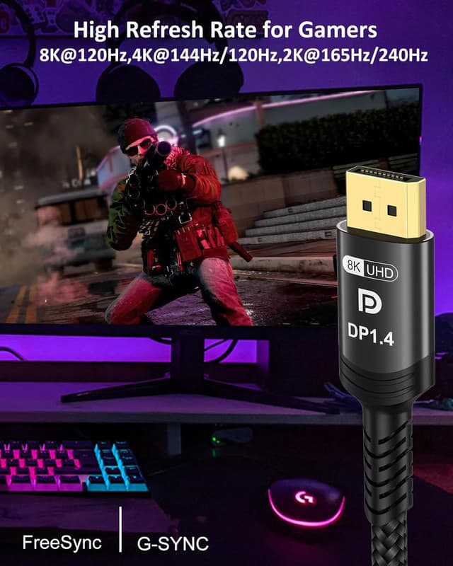 Detalle de Etseinri Cavo DisplayPort 2M 32,4 Gbps