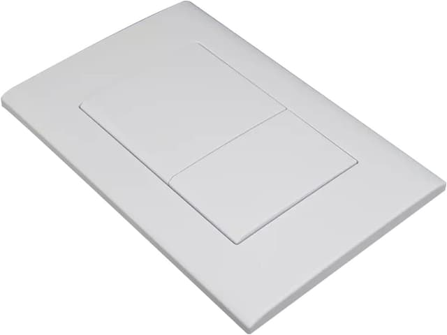 Detalle de Wunderbad Drückerplatte (weiß matt) kompatibel mit Geberit Duofix Sigma/Delta/BASIC – 2-Mengen-Spülung