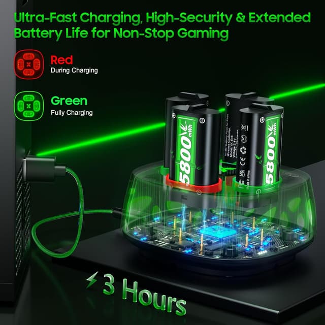 Detalle 2 de 5800mWh Rechargeable Battery Pack 4× for Xbox Controllers