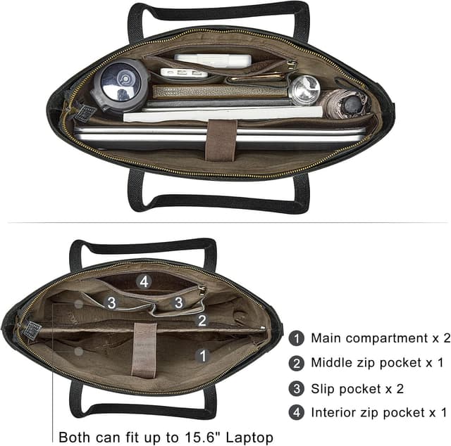 Detalle 2 de S-ZONE Donna Borsa a Tracolla in Vera Pelle Crazy Horse vintage con scomparto per PC 15,6”