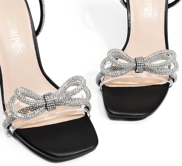 Detalle 2 de DREAM PAIRS Double Bowknots Crystal Sandals 3.94" 🎀
