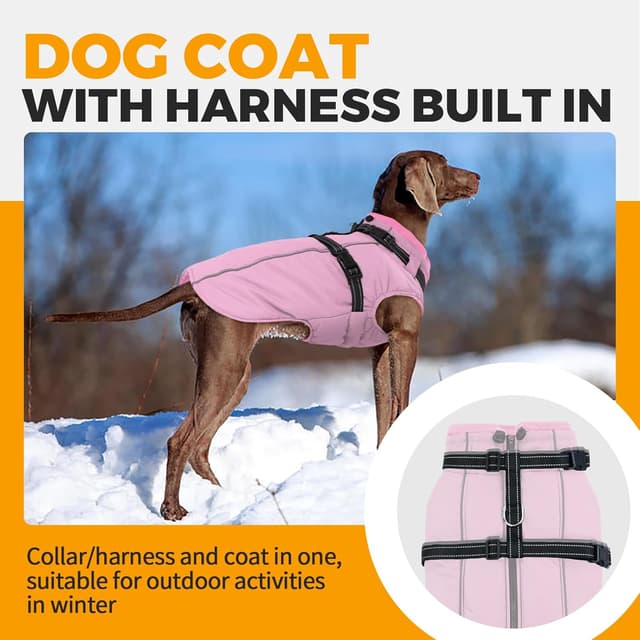 Thumbnail 1 de Lelepet Dog Coat with Harness Built In Water-Resistant Pink 3XL