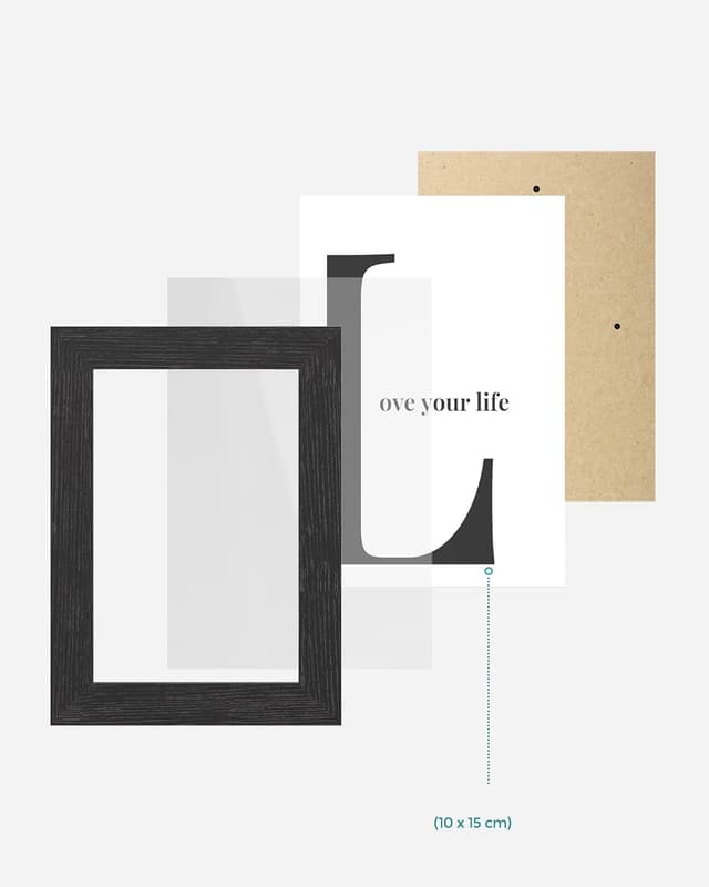 Detalle de SONGMICS Black Collage Photo Frame (family frame for 10 photos, 4x6 inch) – MDF board, assembly required