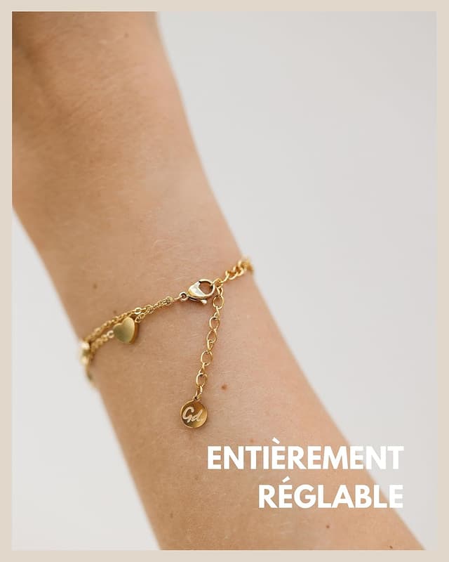 Detalle 2 de GD GOOD.designs EST. 2015 Bracelet cœur filigrané ajustable pour femme (demoiselle d’honneur) en or / argent / or rose