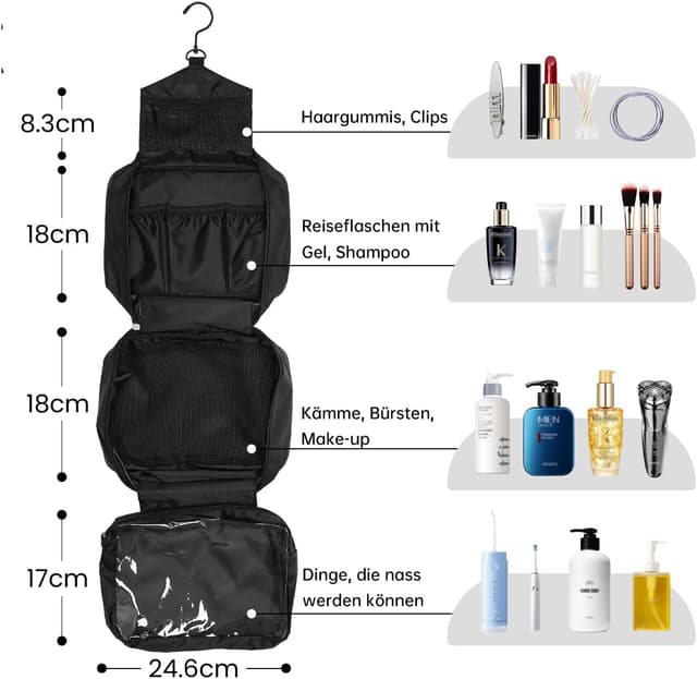 Thumbnail 3 de Seaforie Hängender Kulturbeutel 4-in-1 (groß, wasserdicht) mit 360° Haken – für Damen & Herren