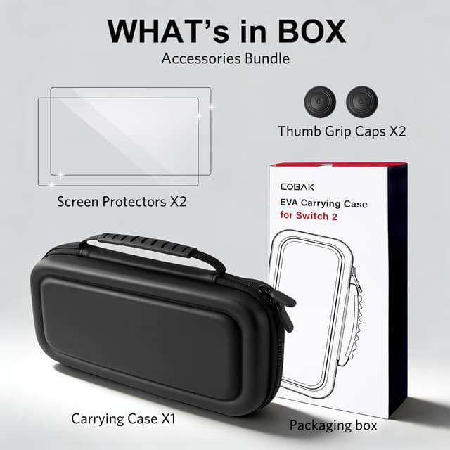 Detalle 2 de CoBak Tragetasche für Nintendo Switch 2 – 3‑in‑1 Zubehörset