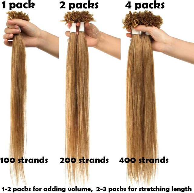 Detalle de SEGO Extension con cheratina capelli veri 100 fasce 50 g, senza clip, 50 cm biondo naturale #24