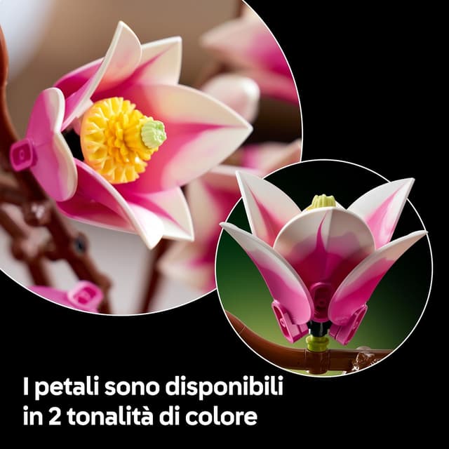 Detalle 2 de LEGO Botanicals 11510 Rametti di Magnolia – 5 fiori artificiali da costruire, decorazione per adulti