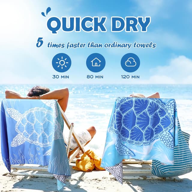 Thumbnail 5 de Anavasi 2 Pack Microfibre Beach Towels 180x90cm