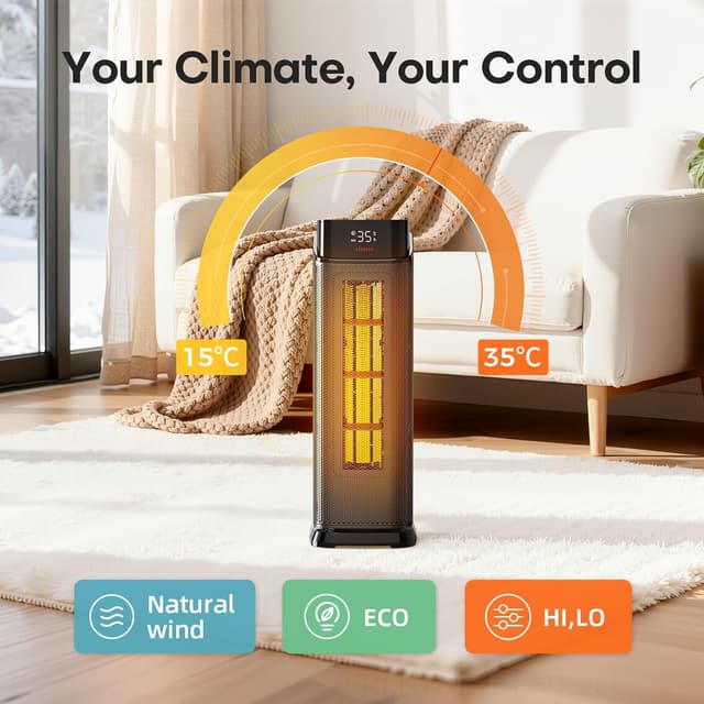 Detalle 2 de QEXREED Heater 2000W PTC electric heater with remote