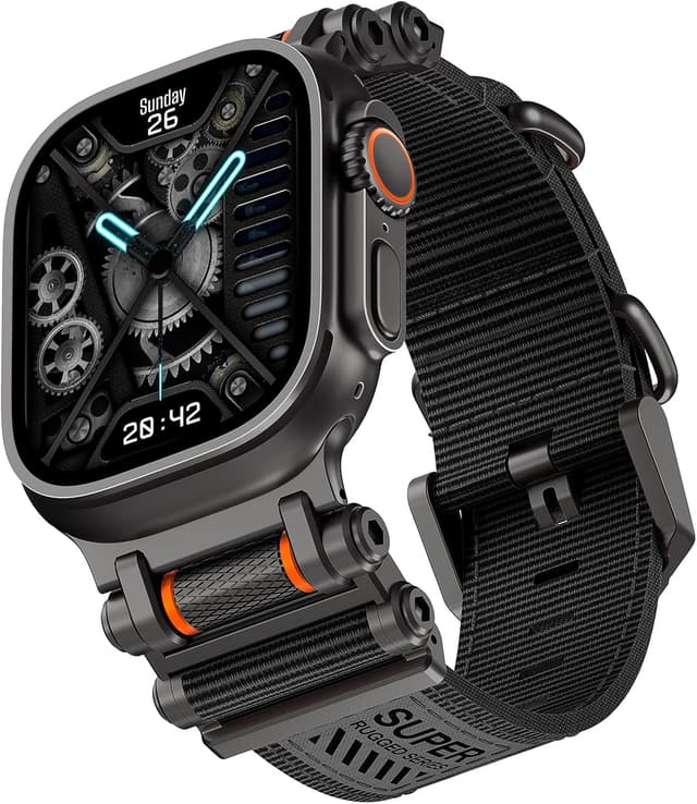 Thumbnail 6 de TAURI Liquid Silicone Adjustable Band for Apple Watch Ultra/Series (Starlight) with Stainless Steel Metal Connector