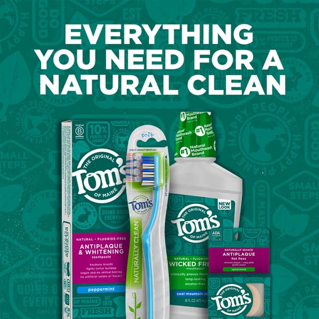 Detalle de Tom's of Maine Whole Care Natural Fluoride Mouthwash (Fresh Mint) – 16 oz Bottles, Pack of 3