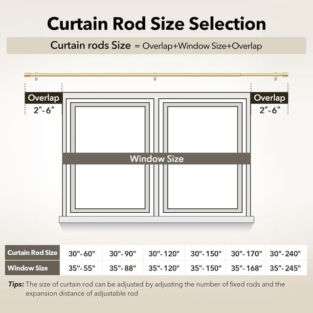 Thumbnail 4 de IFELS Heavy Duty Curtain Rods 66โ120 in ๐ช