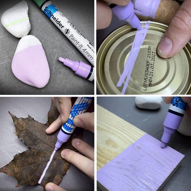 Detalle de Schneider Paint-It Acrylstifte 120202 im 5er Pack, rot – deckender Acrylmarker mit 4 mm Rundspitze