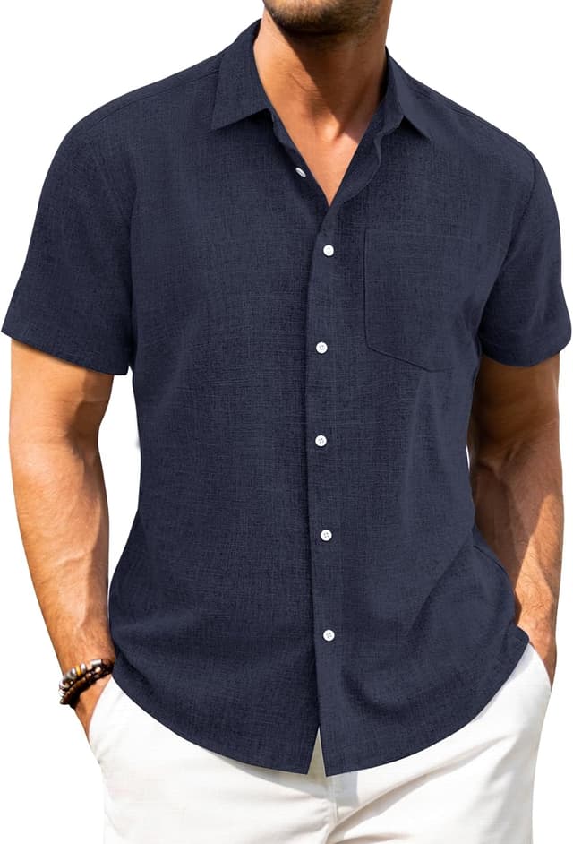 Thumbnail 6 de J.VER Leinenhemd Herren Kruzarm Regular Fit – leichtes Sommerhemd mit Tasche (70% Rayon/30% Leinen)