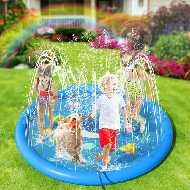 Detalle 2 de Peradix Splash Pad 170 cm – Sprinkler-Wasser-Spielmatte mit Anti-Rutsch für Sommer im Garten