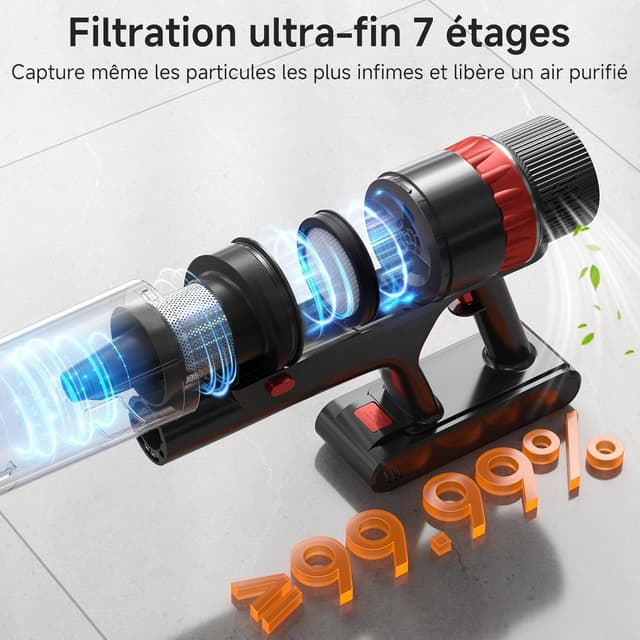 Thumbnail 4 de Aspirateur Balai sans Fil Puissant 50KPA 70 mins