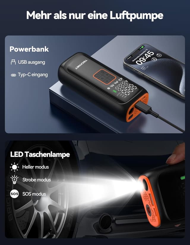 Thumbnail 5 de TECKNET Akku Kompressor 6000mAh 150 PSI