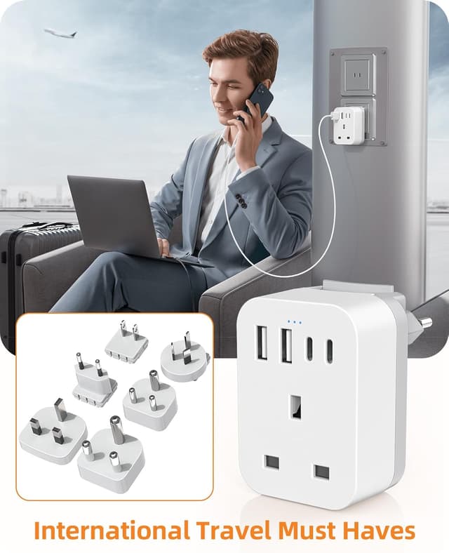 Thumbnail 6 de UK to Worldwide Travel Adapter Set with 6 removable plugs and 4 USB ports (2 USB-C)