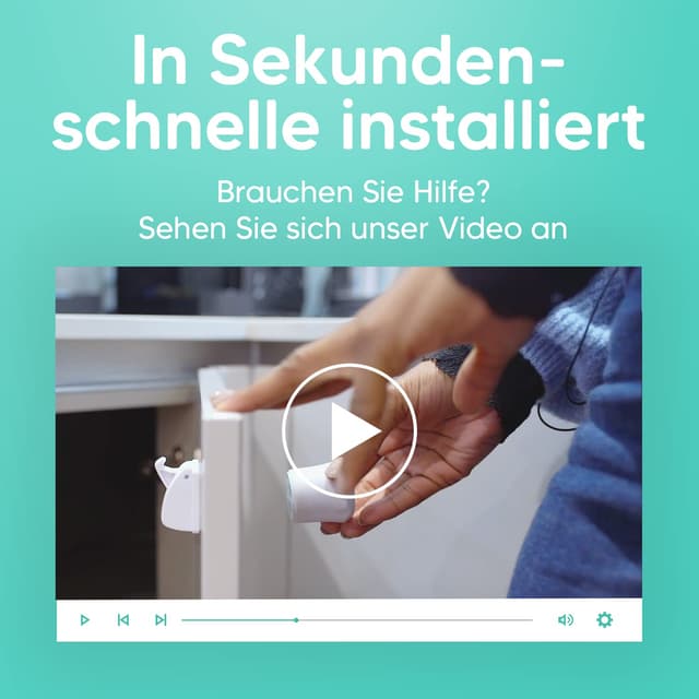 Detalle de Aycorn magnetisches Schrankschloss für Kinder & Babys – 10 Schlösser, 2 Schlüssel, ohne Bohren