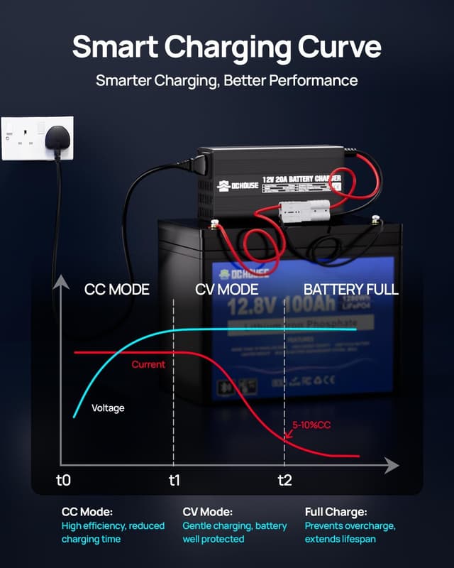 Thumbnail 6 de DCHOUSE 12V 20A LiFePO4 Lithium Battery Charger (14.6V) with Quick Connector