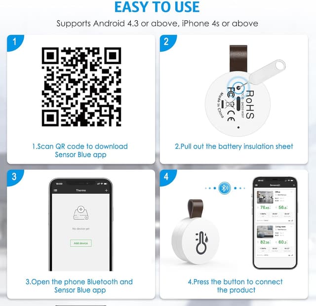 Thumbnail 6 de Brifit Mini Thermometer Hygrometer Bluetooth Hygrometer 2er-Pack 🌡