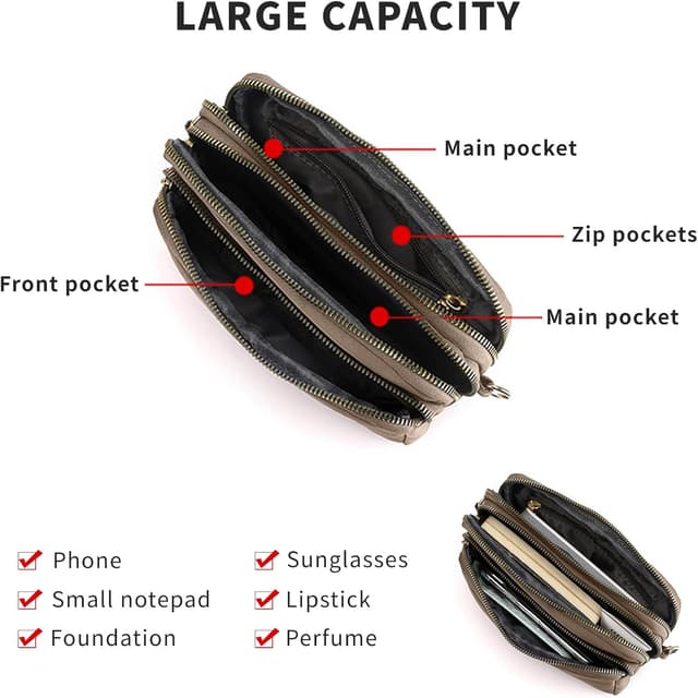 Detalle de ModaZeal Small Crossbody Bag for Women – waterproof nylon multi-pocket phone bag