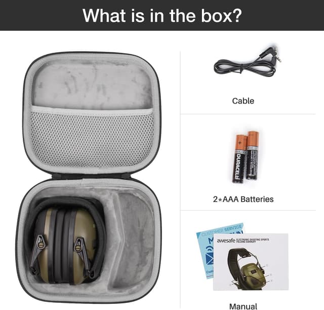 Detalle 2 de awesafe GF01L elektronischer Gehörschutz für Schießstand & Schlagsport mit Stereo-Sound (NRR 24 dB)