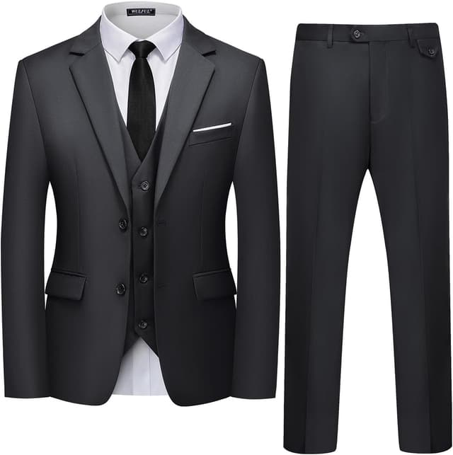 Detalle de WULFUL Men's 3-Piece Slim Fit Suit Set