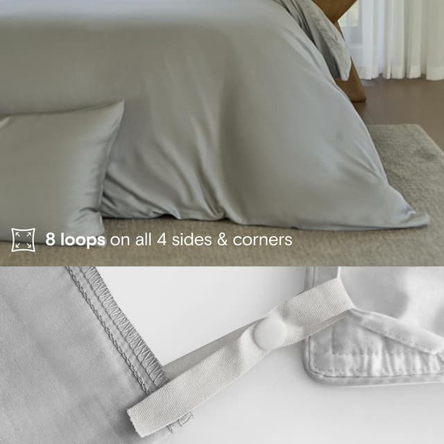 Detalle de DOZ Duvet Cover Set (King/Cal King) in 100% Bamboo-Derived Viscose — Butterly-Soft Cooling Bedding, 1 Duvet Cover + 2 Pillowcases