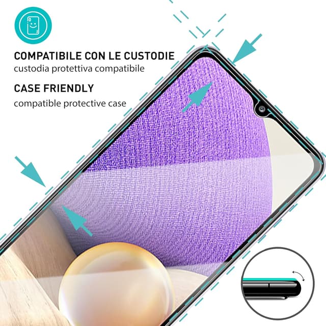 Detalle 2 de smartect Vetro Temperato 3+3 (Clear) per Samsung Galaxy A32 5G: schermo + protezioni fotocamera, 9H e installazione senza bolle