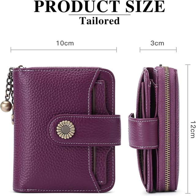 Detalle de SENDEFN Damen Geldbörse klein aus Leder mit RFID-Blocker, Münzfach mit Reißverschluss und Kartenhalter