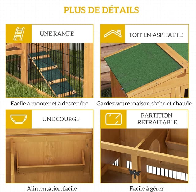 Detalle 2 de PawHut clapier extérieur lapin 150L