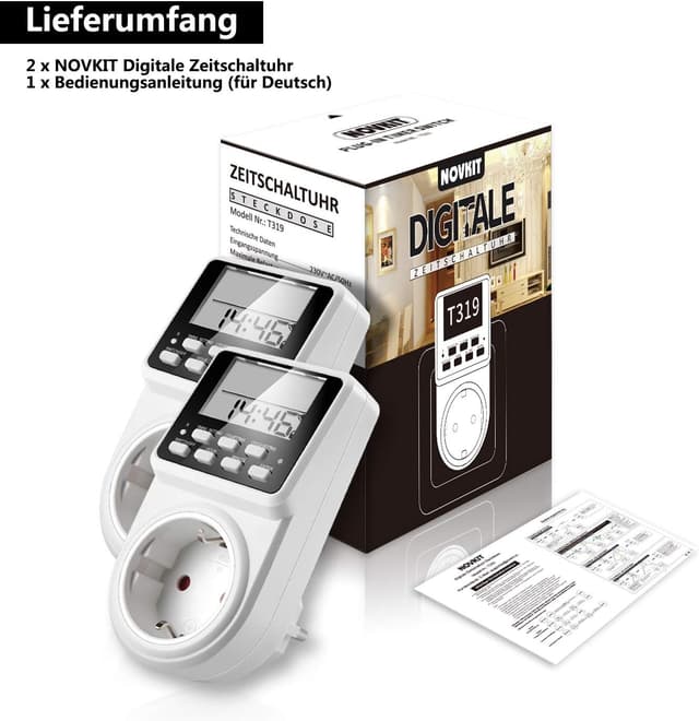Thumbnail 6 de NOVKIT Intervall Digitale Zeitschaltuhr Steckdose mit Countdown und 3 Schaltprogrammen (unendlicher Zyklus)