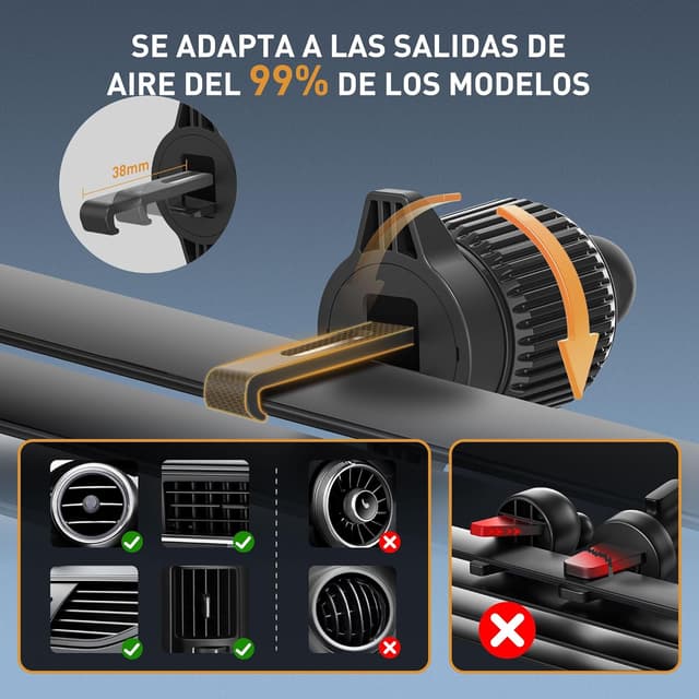 Detalle 2 de YISH Soporte Móvil Coche 360° con Gancho y Silicona