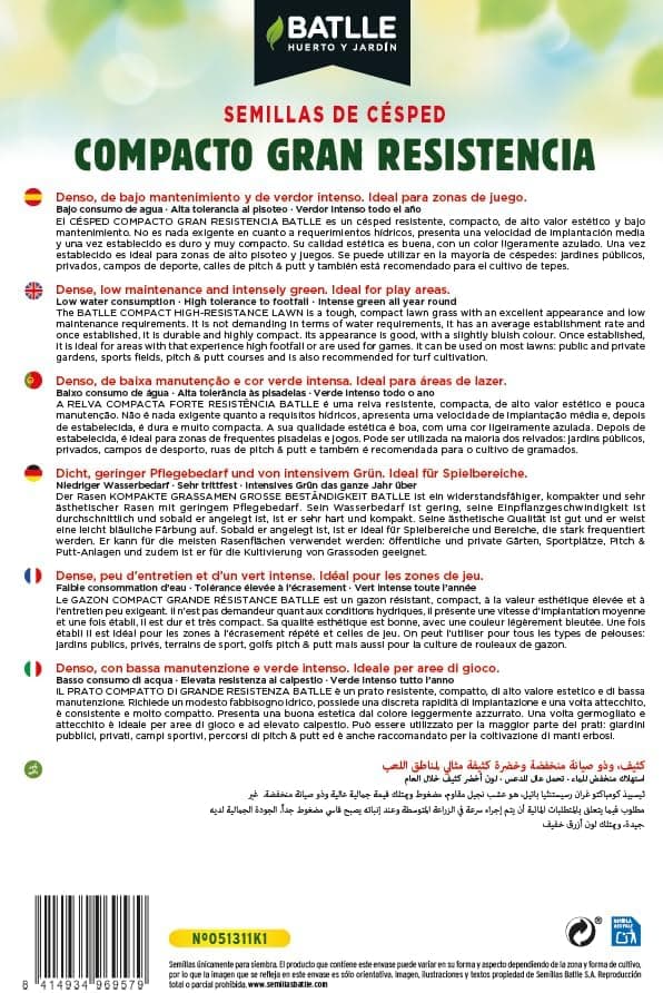 Thumbnail 1 de Semillas Batlle Césped Compacto y Resistente - 1 kg 🌱