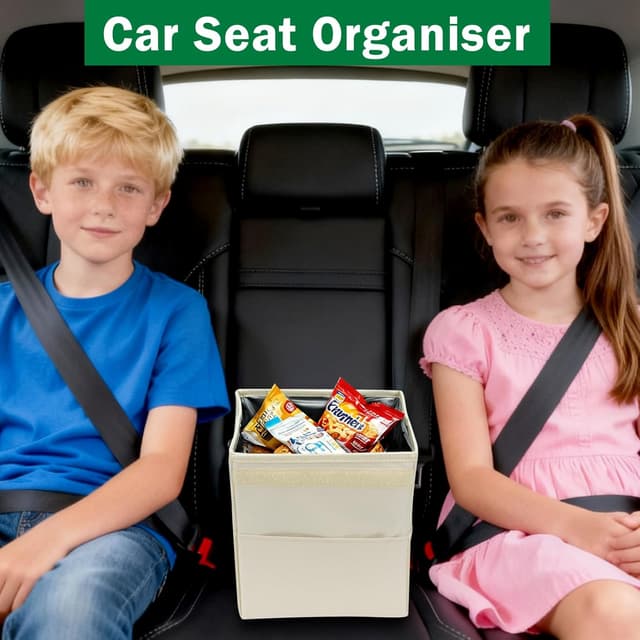 Thumbnail 6 de Domemit Car Bin (2 Gallons / 8L) – Collapsible waterproof car trash can with lid, pockets & adjustable strap – Beige