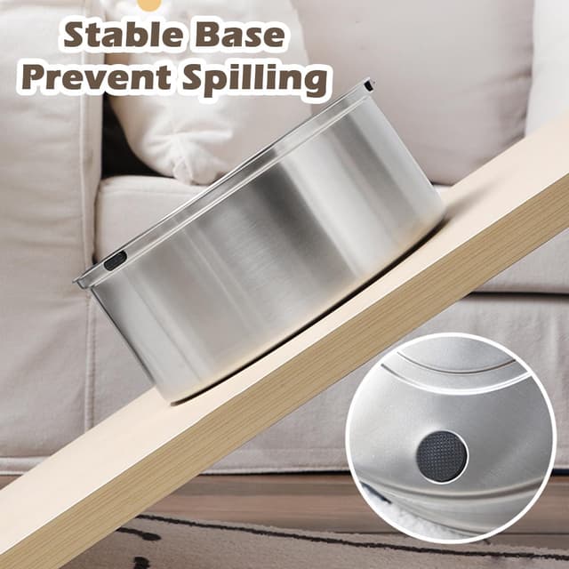 Detalle de CAISHOW 3L/106 oz No-Spill Stainless Steel Dog Water Bowl with Slow Feeder