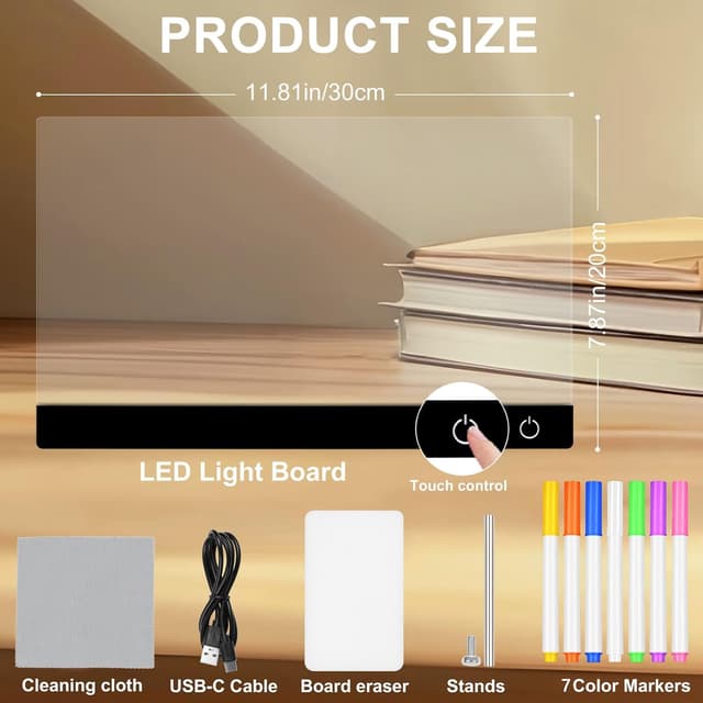 Thumbnail 6 de Gemi Lavagna Luminosa Bambini con Colori LED (6 colori regolabili) e Pennarelli da 7 colori, 20x30 cm