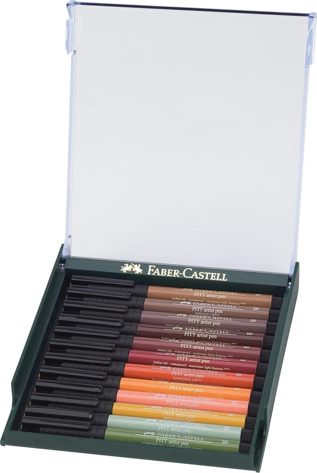 Detalle de Faber-Castell Pitt Artist Pen 267422 Tuschezeichner – 12er-Packung in Erdfarben