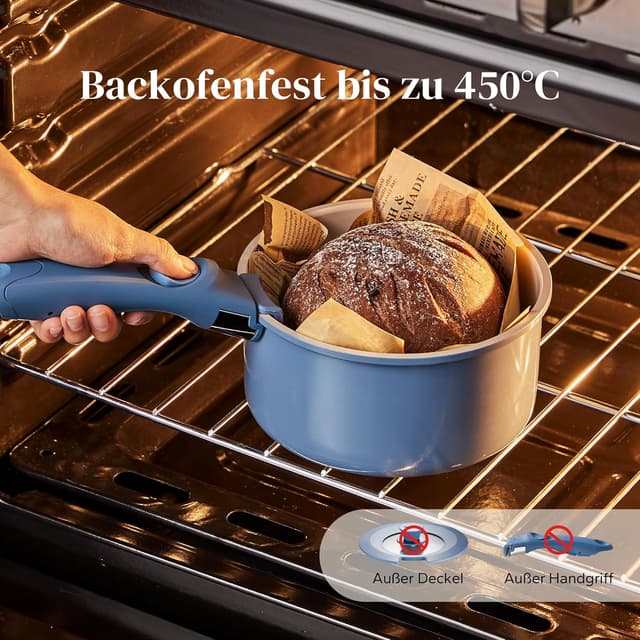 Thumbnail 6 de Redchef Topf-Set mit abnehmbaren Griffen (16/18/20 cm) & 3-in-1 Verschlussdeckel, Antihaft-Keramik, blau