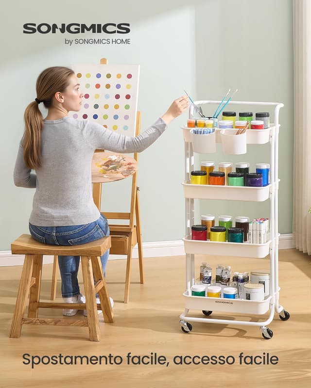 Detalle 1 de SONGMICS BSC077WZ01 Carrello 4 livelli 115 cm