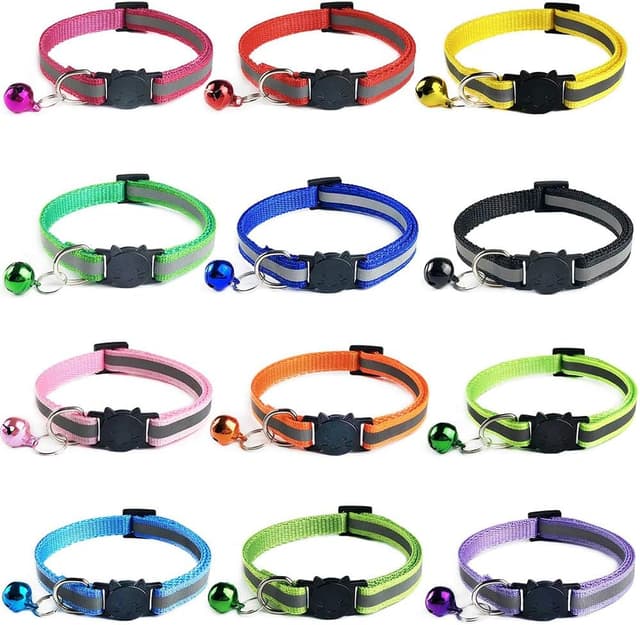Detalle de Tafeiya Reflective Cat Collars 12 Pack Quick Release 19–32cm Multi-coloured