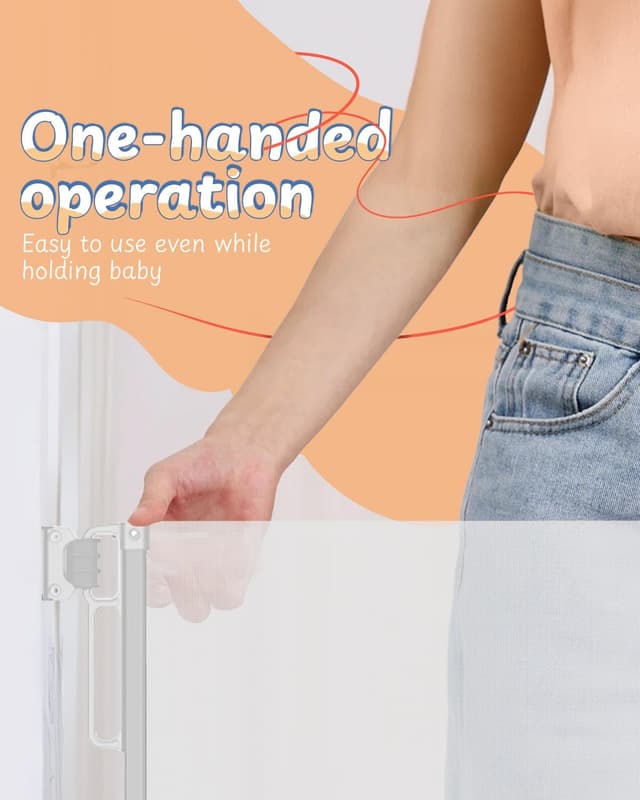 Detalle 2 de Retractable Stair Gate 55" Mesh Barrier