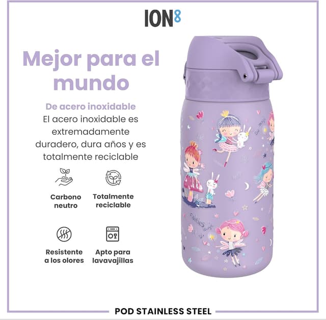 Thumbnail 4 de ion8 Botella de Agua Inox para Niños 400ml 🧚♀️ Sin Aislamiento