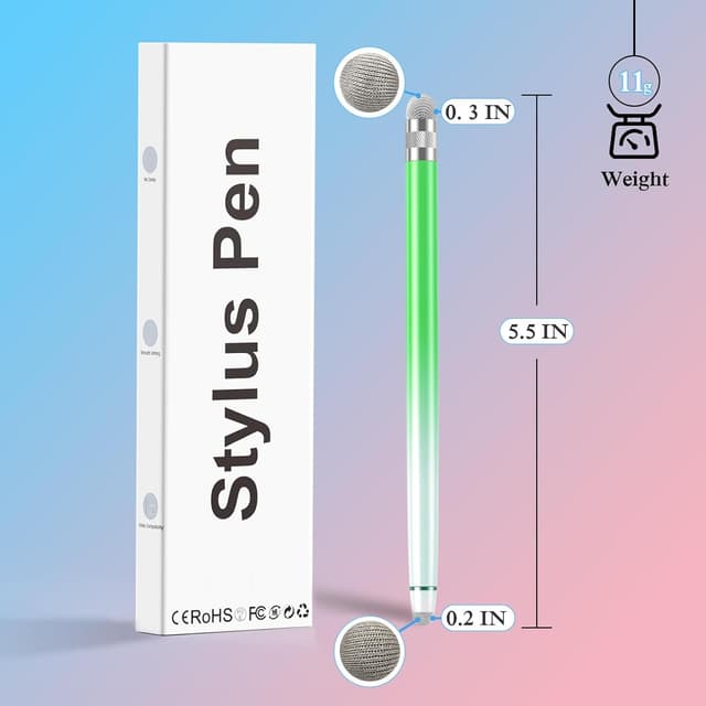 Detalle 2 de Bopomofo Tablet Stift Set (5 Stück) Touchscreen Stylus mit Faserkspitze – universell für iPhone, iPad, Android & Tablets