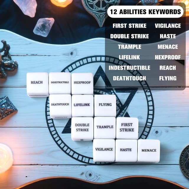 Detalle de QUTHZZHY 68stk MTG-Würfelzähler-Set mit D20-Würfeln und Aufbewahrungstasche – für MTG/TCG Gaming-Zubehör