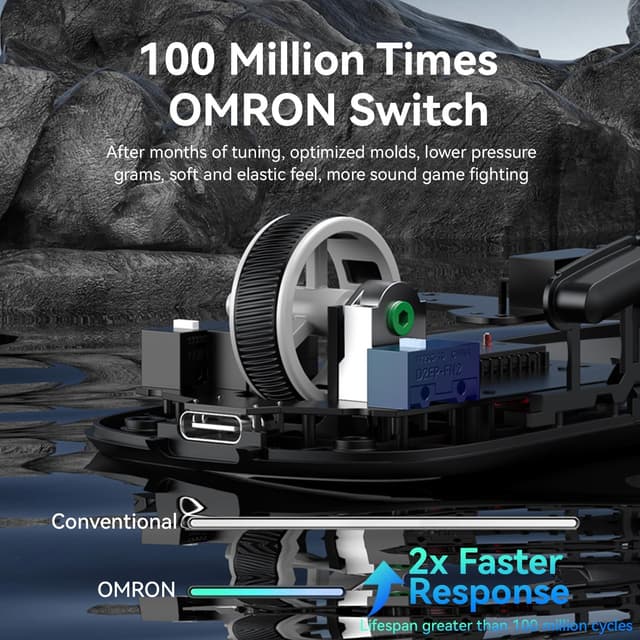 Detalle de ATTACK SHARK X1 Gaming Mouse with Touchpad RGB Charging Dock (PixArt PAW3395PRO, 40000 DPI) – Black