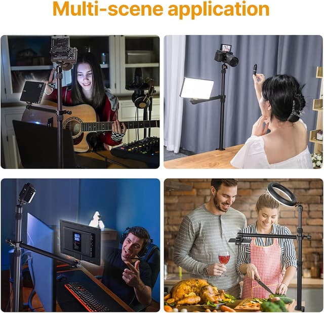 Detalle 2 de ULANZI LS02 Kamera-Tischhalterung (44–105 cm), Klemmstativ mit 360°-Kugelkopf und ausziehbarem Boom Arm