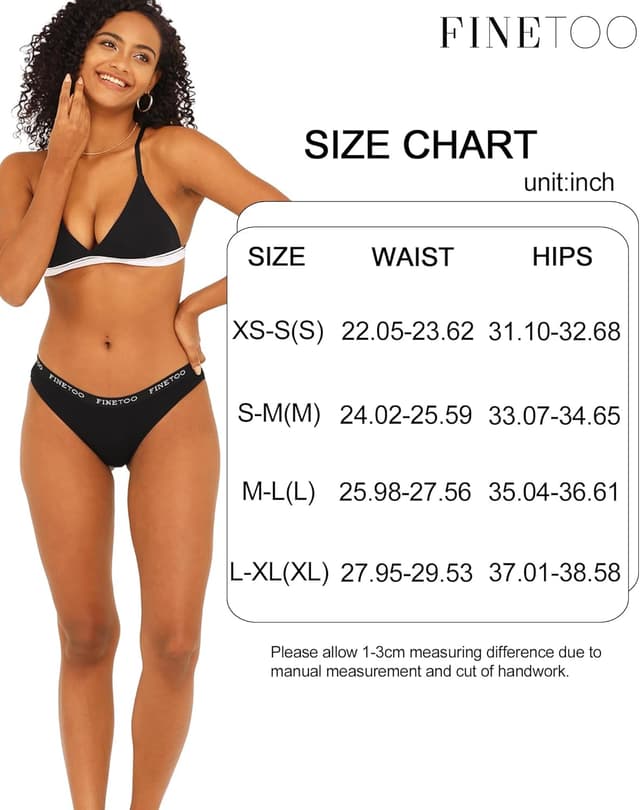 Thumbnail 6 de FINETOO String Tanga 5-pack cotton thongs for women 🩲